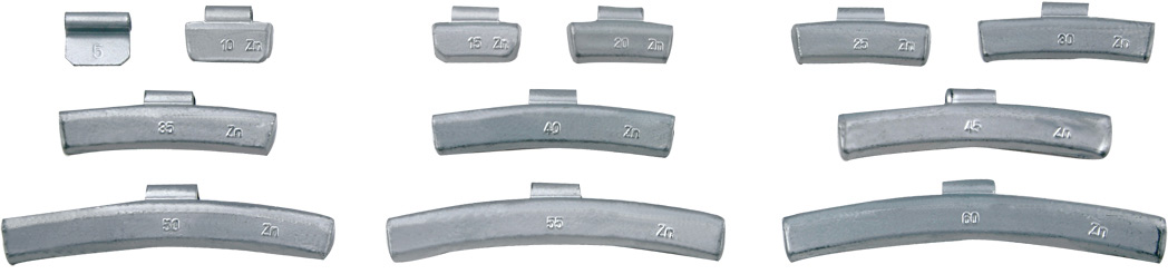 CLIP-ON ZINC WEIGHTS FOR ALLOY RIM